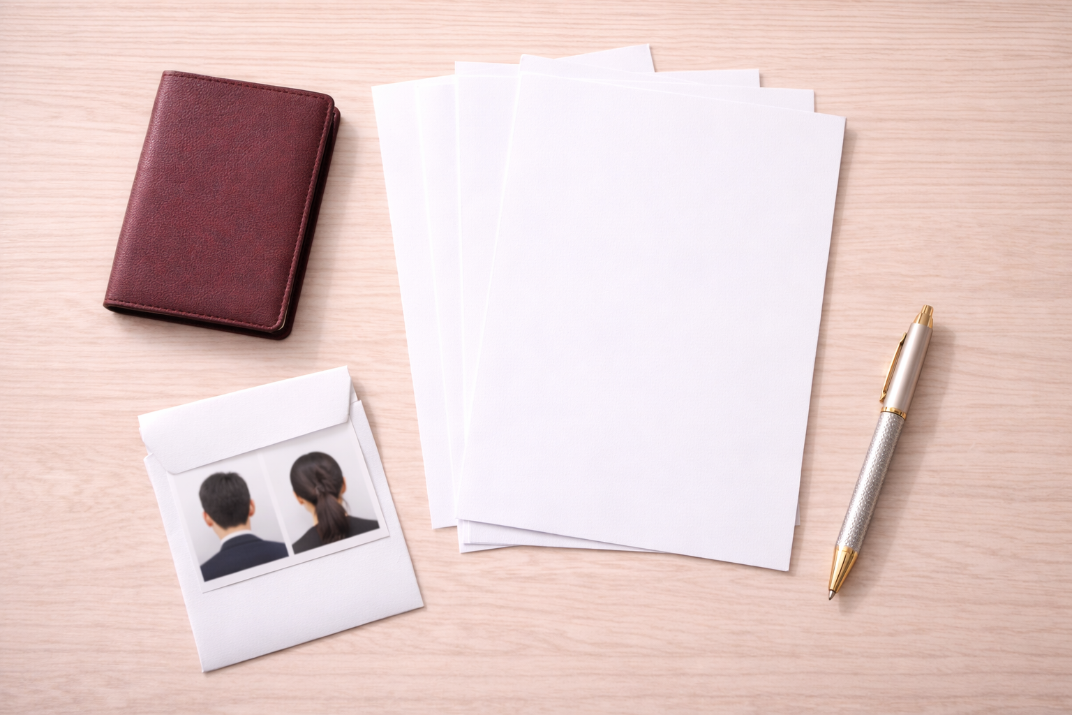 Document checklist flat lay (no text)